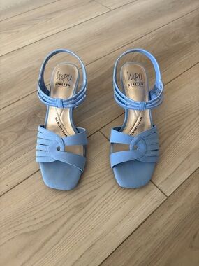 Impo Stretch, Light Blue Strappy Knot Front Sandals